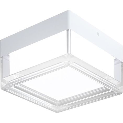 Spot plafonnier LED carré blanc et transparent 9W IP65 Nefis Italux (1/5)