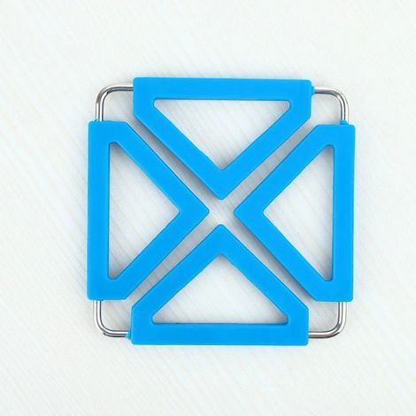 Juego de 3 manoplas de horno extensibles de acero inoxidable y silicona azul, resistentes al calor y antiadherentes. (1/4)