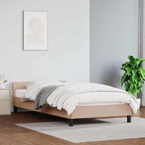 Lit simple pour adulte avec tête de lit - Cadre de lit Cappuccino 80x200 cm Similicuir BV733815 - BonneVie (1/5)