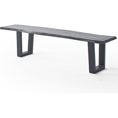 Esszimmer Sitzbank mit 180 cm Breite, Akazie massiv, grau sandgestrahlt - COSENZA-06 (1/3)