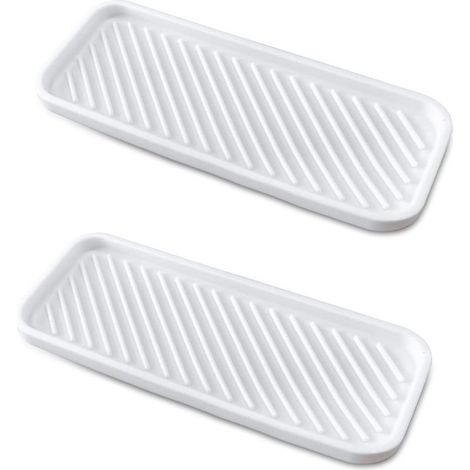 Lot de 2 porte-éponges épais en silicone pour évier de cuisine, salle de bain, distributeur de savon, brosse à récurer, blanc (1/5)