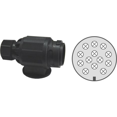 Prise remorque mâle 13 plots 12 volts – Fiche en plastique durable pour connexion électrique sécurisée – Accessoire pour caravane et remorque
