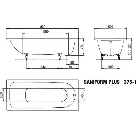 KALDEWEI 112800011001 BW SANIFORM PLUS Mod.375-1, 1800 x