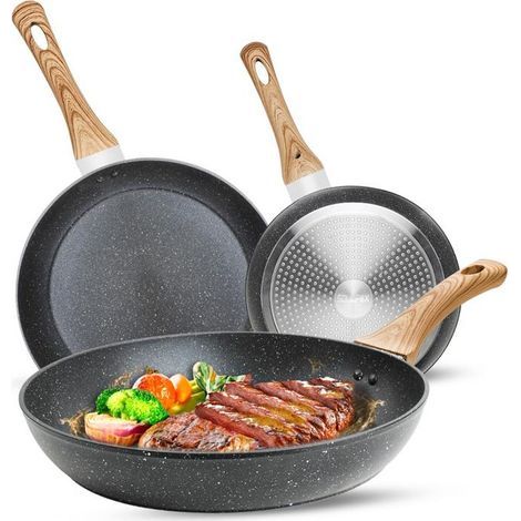 Batterie de cuisine 3 pcs -20/24/28 cm -Revêtement antiadhésif-Manche amovible -Tous feux dont induction (1/4)