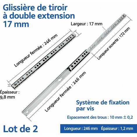 Glissière de tiroir miniature 17 mm en acier à billes 246 mm 246mm – Livraison gratuite