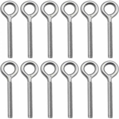 Lot de 12M8 Boulons à Oeil en 304 Acier Inoxydable Vis à Anneau Piton à Visser pour Balançoire Machine Extérieure (1/4)