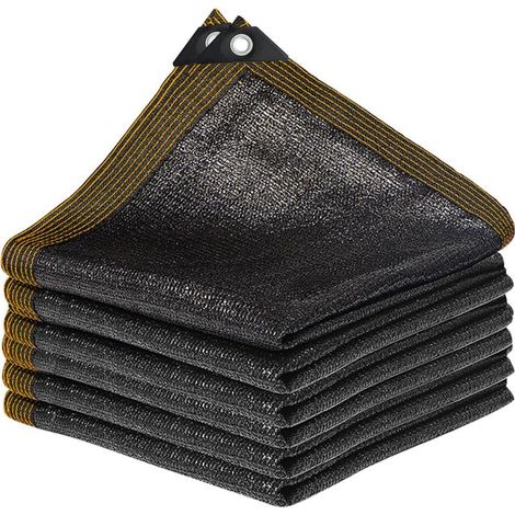 Filet d'ombrage avec œillets, voile d'ombrage pour jardin, protection solaire pour serre, terrasse, poulailler, coupe-vent, perméable à l'eau, noir, 2 x 3 m (1/5)