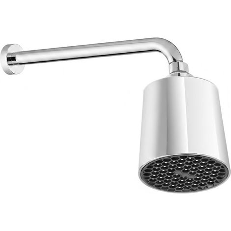 Set doccia cromo con braccio 25 cm e soffione in abs design tondo (1/5)