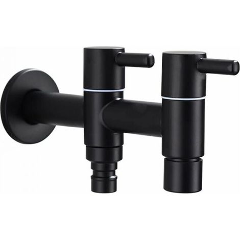 1pc Washing Machine Faucet, Double Switch Faucet, Wall Mounted Cold Water Faucet, Stainless Steel Extended Sink Faucet, Swimming Pool Garden Washing Machine Faucet (1/5)