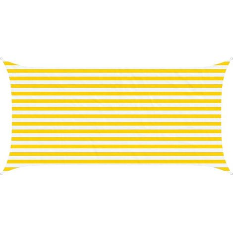 Voile d'ombrage à rayures jaunes et blanches, 4 x 2 mètres, 100% polyester Oxford. (1/5)