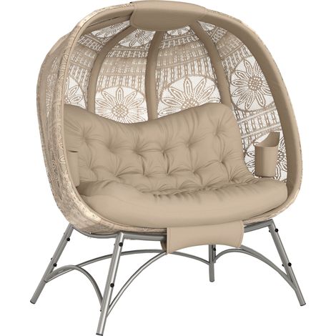 Fauteuil jardin 2 places pliable coussin acier, finition soignée (1/5)