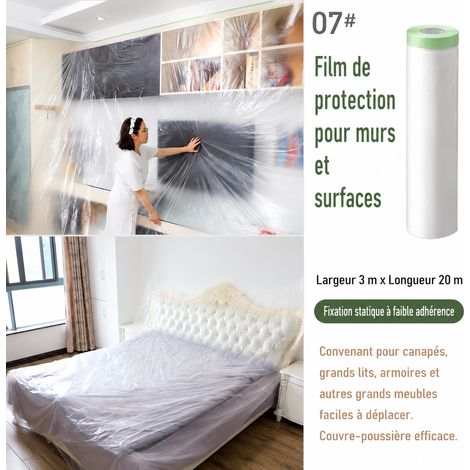 Film de protection anti-poussière PE avec adhésif vert 3 m × 20 m en rouleau 07 3 20 30 × 6 × 6 cm 345 g – Livraison gratuite