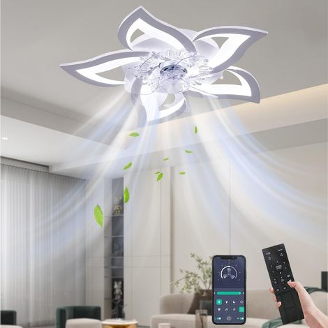 Ventilatori da soffitto Flower con luci, ventilatore da soffitto moderno piccolo da 27", luce da soffitto a LED dimmerabile, ventilatori da soffitto a filo con telecomando