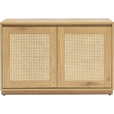 Buffet basso finitura legno chiaro quercia e intreccio di rattan L96 cm SEVILLE