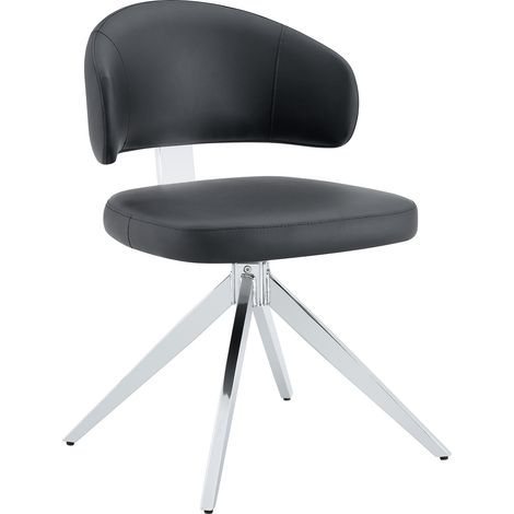 Sedia girevole moderna in PU nero con struttura in metallo, imbottita, rotazione a 360° - MODENUIT (1/5)