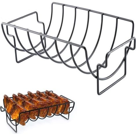 Juego de utensilios para barbacoa - Soporte para parrilla de carne, 35 x 11,5 x 19,5 cm, accesorio para barbacoa de exterior (1/2)