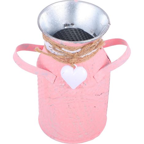 Pot de Fleurs Rond en Fer Rose, Pot de Plantes Succulentes Large Ouverture, Décor Rustique pour Intérieur et Extérieur, Support Décoration Maison, Bureau et Jardin, Style Jardin (1/5)