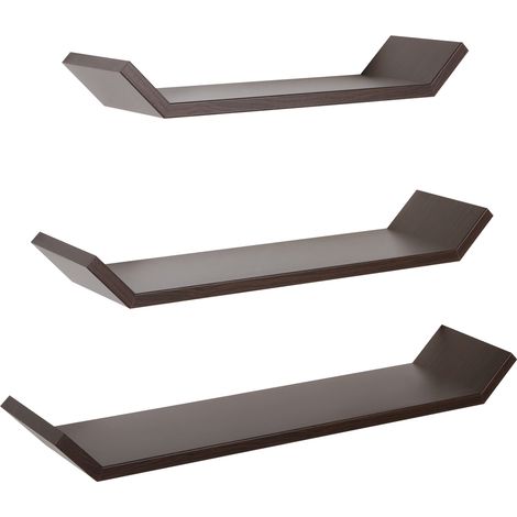 Set di 3 Mensole da Muro Barchetta, Mensola Cameretta e da Parete, Wengè, 71x7x15,5 cm, 61x7x15,5 cm e 51x7x15,5 cm - Barchetta (1/5)