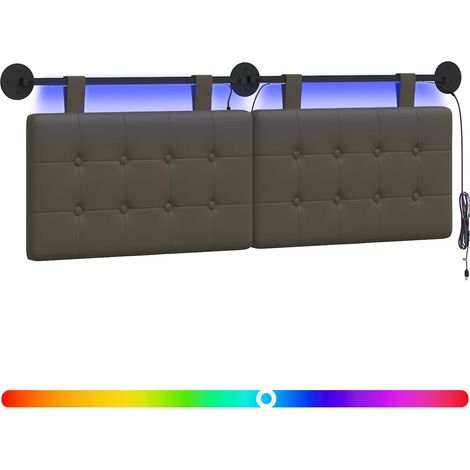 Cabecero colgante Con luz LED Gris Cuero sintético vidaXL