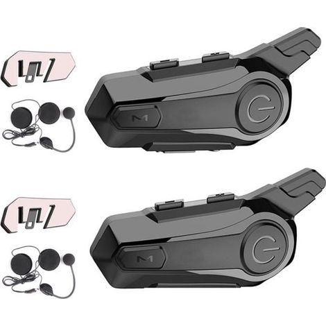 intercom moto PRUMYA Bluetooth 5.0 intercom moto duo pour 2 casques Distance de communication 1km Appel vers 12h Étanche IPX6