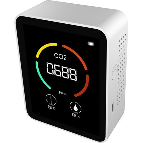 Moniteur de qualité de l'air avec affichage du dioxyde de carbone, des COVT, de l'humidité et de la température, affichage clair et précis pour la maison et la voiture. (1/5)