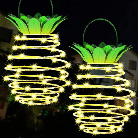 Grande lanterne solaire suspendue extérieure en forme d'ananas (60 LED) pour la décoration de piscine, de jardin et de palmiers tropicaux (lot de 2). (1/5)
