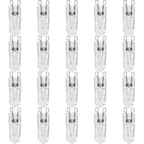 Lot de 20 Ampoules HalogèNes G9, Lampes Transparentes 25 W à Intensité Variable, Blanc Chaud 2800 K pour Lustres, Pendentifs, LumièRes Paysage (1/5)