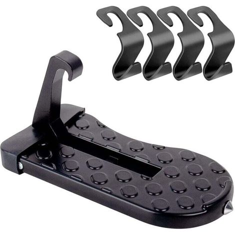 Pédale Porte Voiture Pliable, XU, Pédale Crochet Porte, Alliage D'aluminium Marchepied Porte Toit Pliable, Avec Marteau Sécurité, Pour Voiture Camion Caravane SUV (Charge180 Kg) - KZQ (1/4)