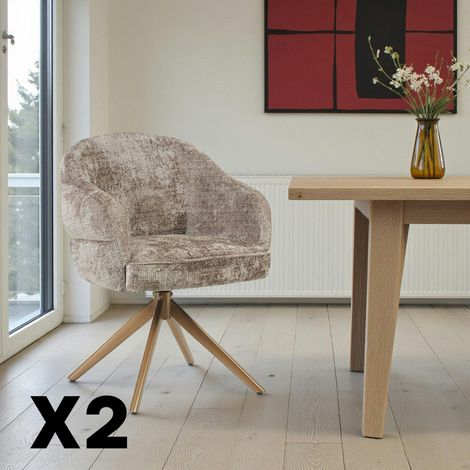 Chaise pivotante marron à dossier structuré (lot de 2) CORTINA (1/5)