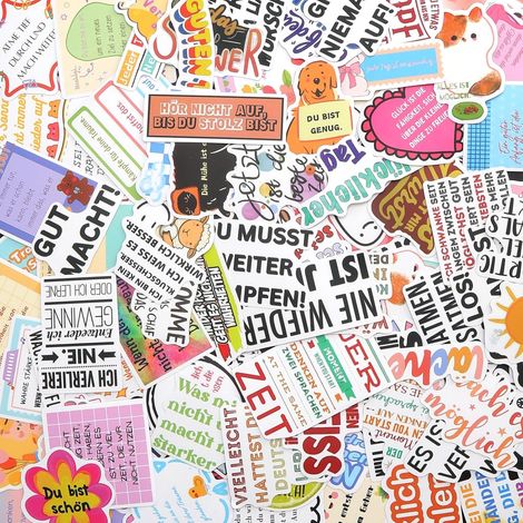 100 Stickers Citations Motivantes en Allemand, Autocollants Motivation, Vision Board, Bullet Journal, Laptop, Agenda, DIY (1/5)