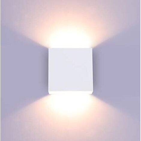 Applique murale d'intérieur à intensité variable 6 W, lampe murale LED moderne blanc, mini éclairage mural vertical en métal pour salon, chambre à coucher, couloir, blanc chaud 10x10x10cm (1/5)