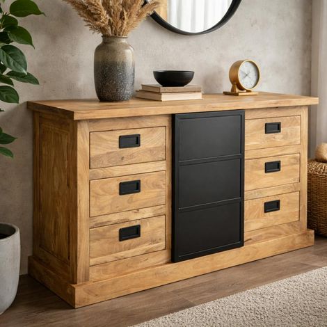 Buffet industriel moderne à porte coulissante 160 cm CEYLAN (1/5)