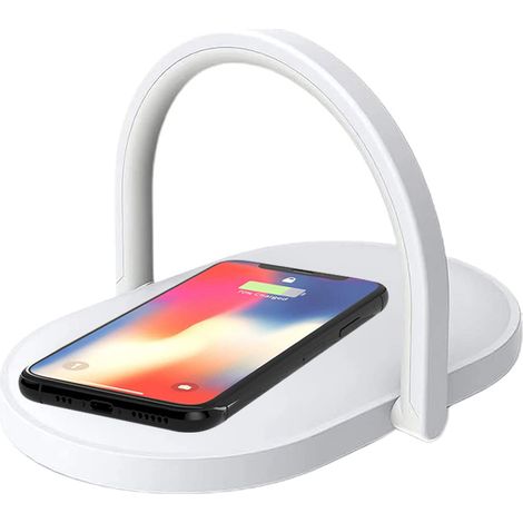 Lampe de chevet tactile à intensité variable avec chargeur sans fil 15 W, veilleuse à luminosité réglable pour chambre, salon, bureau (noir)