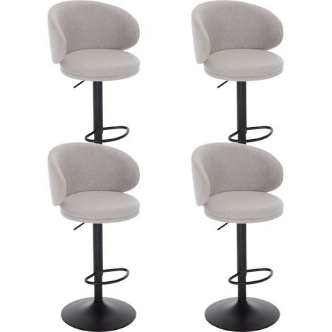 Wahson Barhocker Drehbar 4er Set Barstuhl Küche Leinen Fußstütze Thekenhocker Esszimmer Wohnzimmer, Grau
