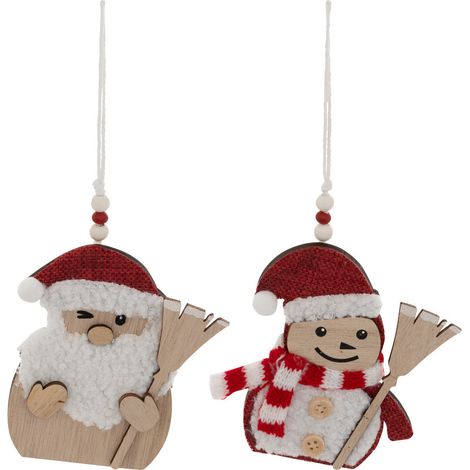 Déco de sapin Lot de 2 formes Père Noël et Bonhomme de neige - Feeric Christmas (1/5)