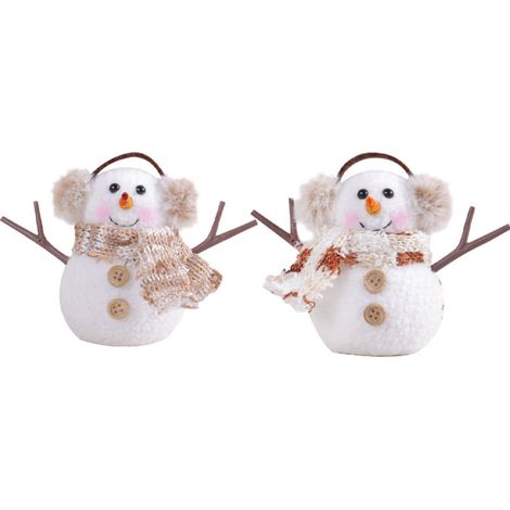 2 pièces Mini Bonhomme de Neige Lumineux pour Décoration de Noël (1/5)