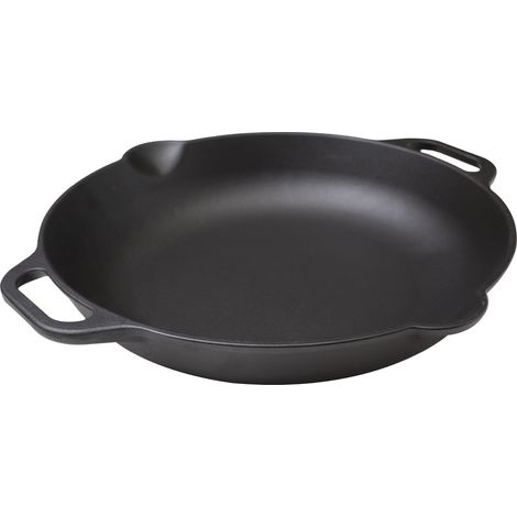 Victoria 37574 Paellera Hierro Fundido Curado Inducción 33cm, Apta Fuego, Barbacoa, Horno Cast Iron Skillet  Negro