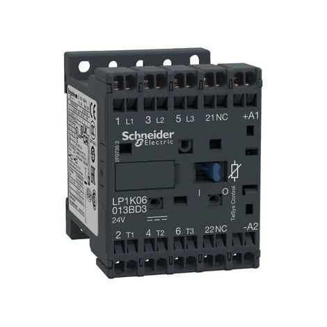 Contacteur TeSys LP1K 3P 6A AC-3 440V bobine 24Vcc - LP1K0601BD3