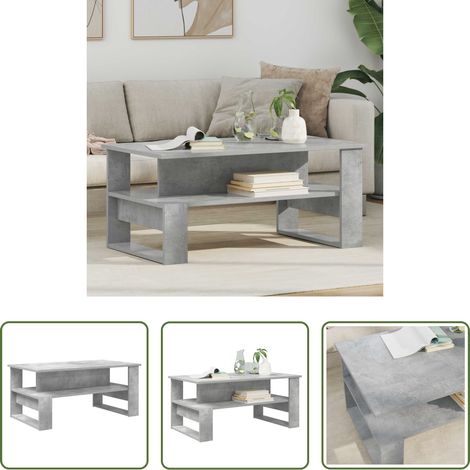 Table basse salon - Table basse Gris béton 90 x 50 x 40 cm Bois d'ingénierie (1/5)