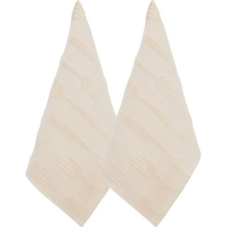2 strofinacci in spugna 70x45cm in lino beige - Atmosphera créateur d'intérieur