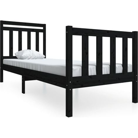 Maison Exclusive - Massivholzbett Schwarz 75x190 cm