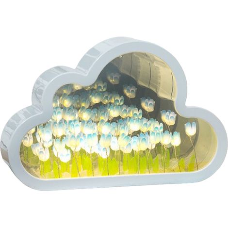 Lampe tulipe, veilleuse miroir tulipe à faire soi-même, lampe nuage pour chambre, lampe de table tulipe LED faite main, décoration pour couples, amis et enfants. (1/5)
