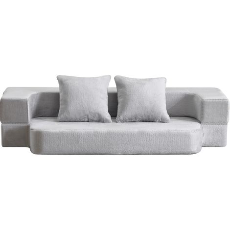 CHICFURN Sofá convertible 190x102x42 cm de espuma gris claro sin montaje para salón y dormitorio (1/5)
