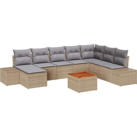 Maison Exclusive - Garten-Sofa-Set 9 pcs Beige und Hellgrau