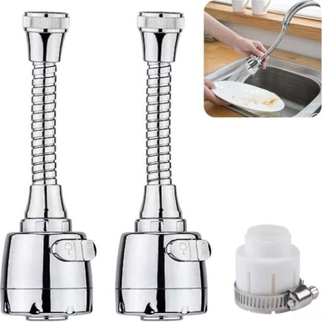 2-Piece Kitchen Faucet Extension, 2-Mode Faucet Extension, 360° Swivel Faucet Extender with Universal Adapter (1/4)
