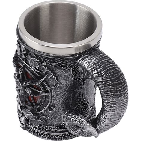 Mug en acier inoxydable avec revêtement intérieur, sculpture 3D en résine, style viking antique, idéal pour bar, karaoké ou restaurant (Type 1). (1/5)