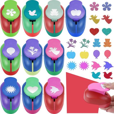 Lot de 10 Perforeuses à Motifs pour Loisirs Créatifs, Emporte-pièce Papier 2,5 cm Formes Mixtes, Perforatrice Décorative pour Scrapbooking et Fournitures de Bureau (Conte de Fées) (1/5)