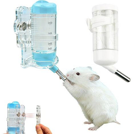 Hamster Water Bottle with Magnetic Stents, 80ML Hamster Water Dispenser with Stand Suitable for Syrian Dwarf Hamsters, Gerbils, Mice, Rats, Degus (1/5)