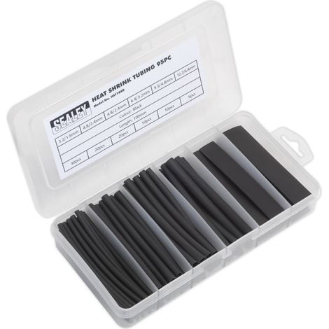 Sealey Heat Shrink Tubing Assortment 100mm 95pc - Black HST100B