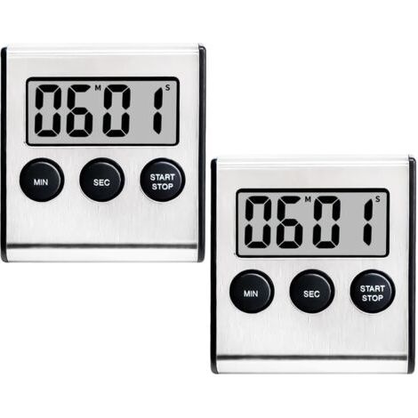Set mit 2 Küchentimern, Digitaltimer mit lautem Alarm, magnetische Küchentimer-Stoppuhr, 100-Minuten-Countdown und Stoppuhr für Kochen, Sport, Lernen, Meetings (1/5)